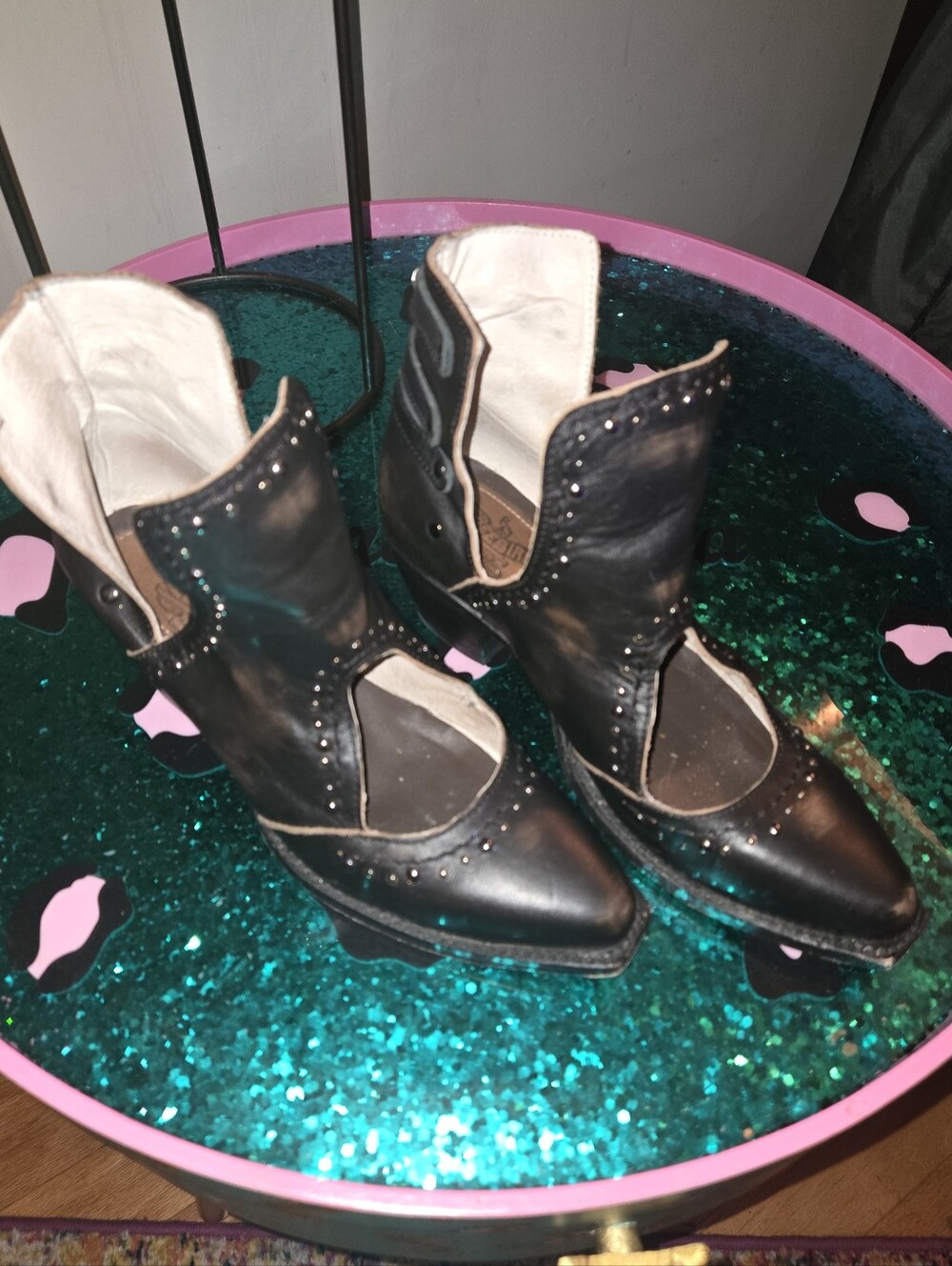FREEBIRD BY STEVEN Black Studded Cutout Ankle Boots Made In Italy. Worn Once!